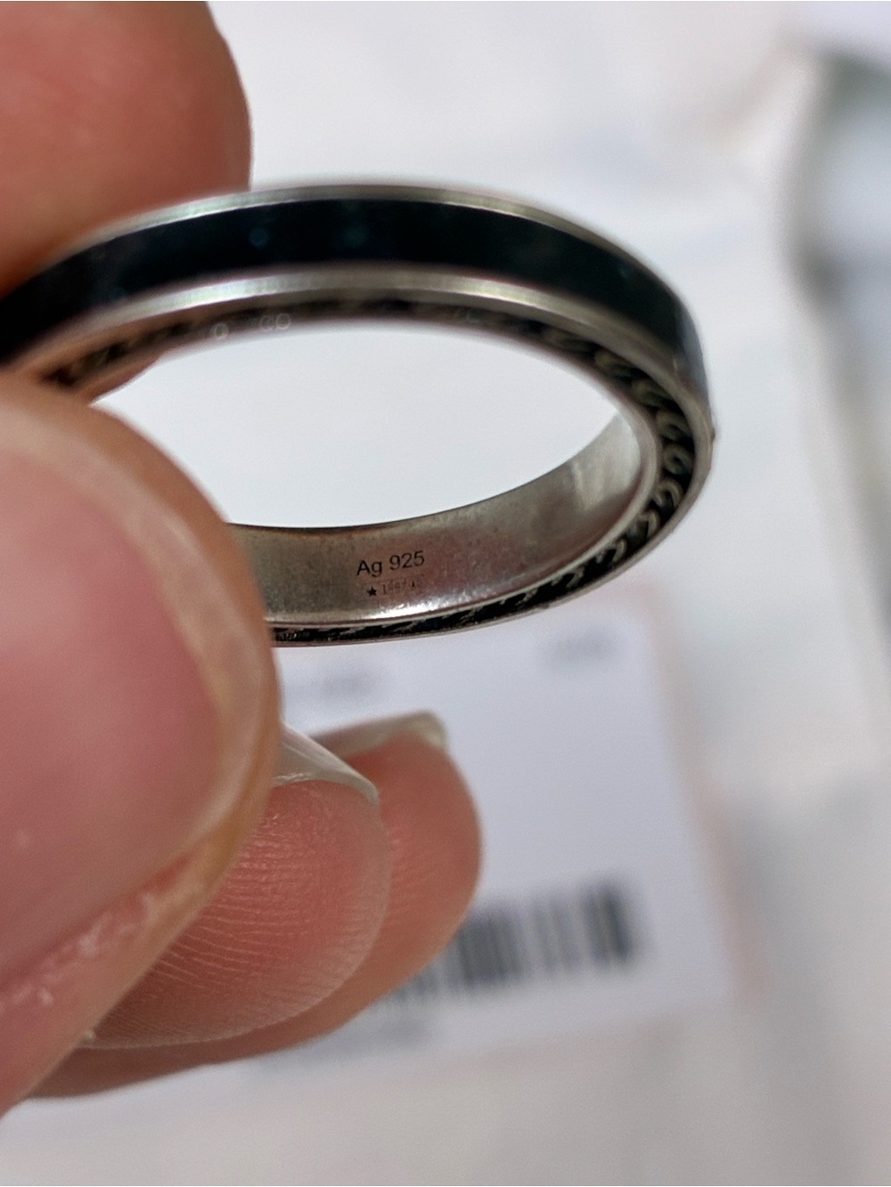 NWT Gucci Silver Metal & Black Enamel Interlocking GG Ring IT Size 13 = 6.75 US - Picture 5 of 8